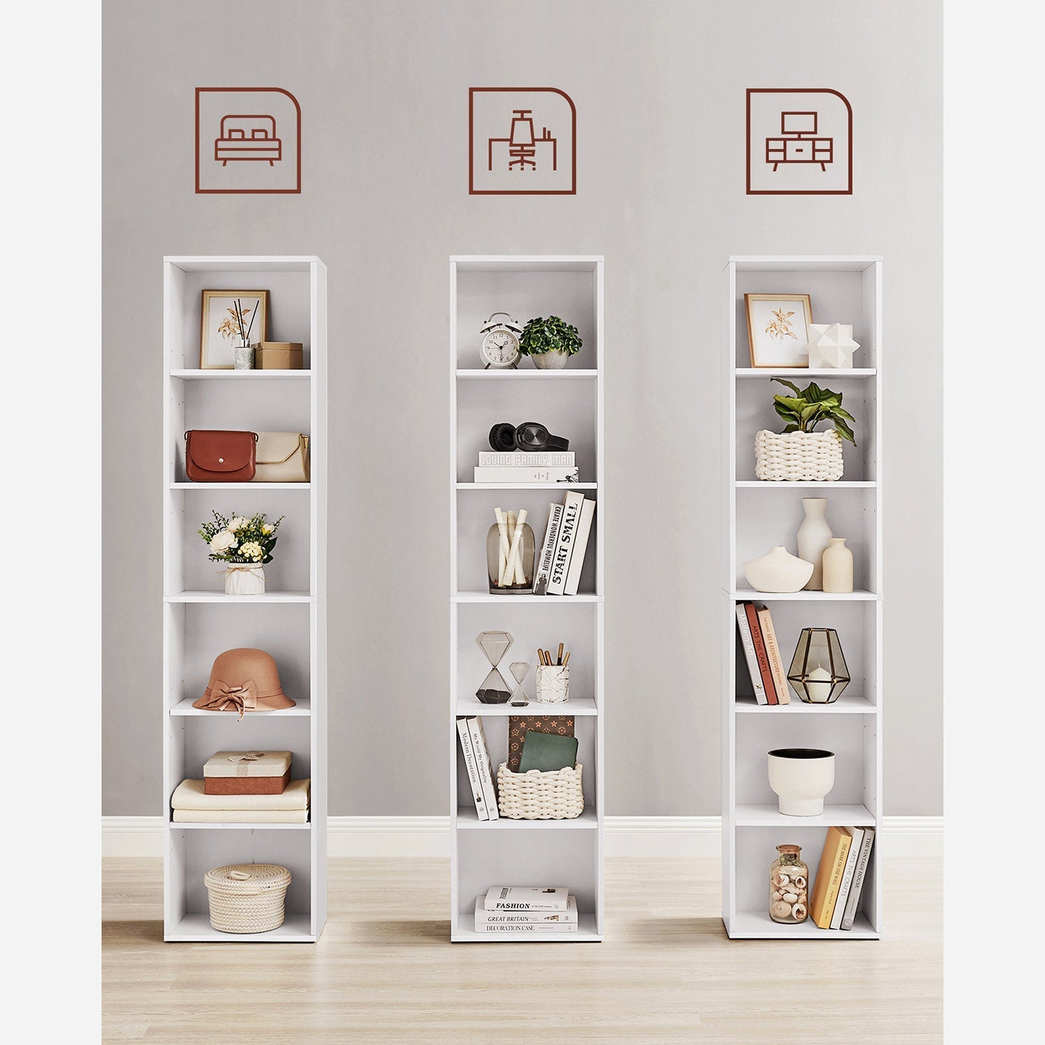 Bookcase - Living Room Cabinet - Bedroom Cabinet - Storage Cabinet - White