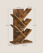 Bookcase - Tree form - Space -saving - Vintage Brown