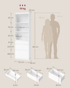 Bookcase with 3 drawers of different dimensions Snow White