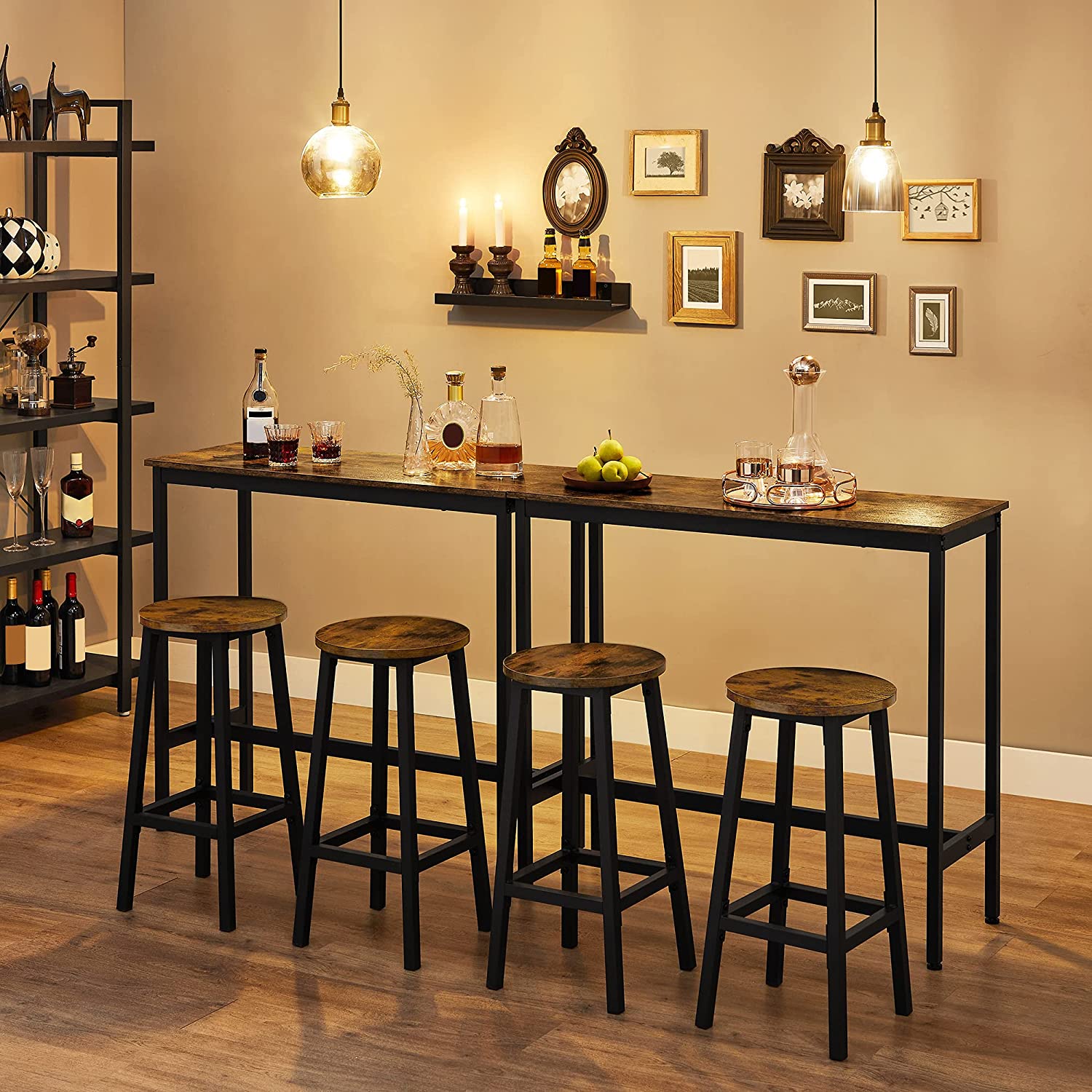Bar stools - Set of 4 - Industrial Design - Brown / Black
