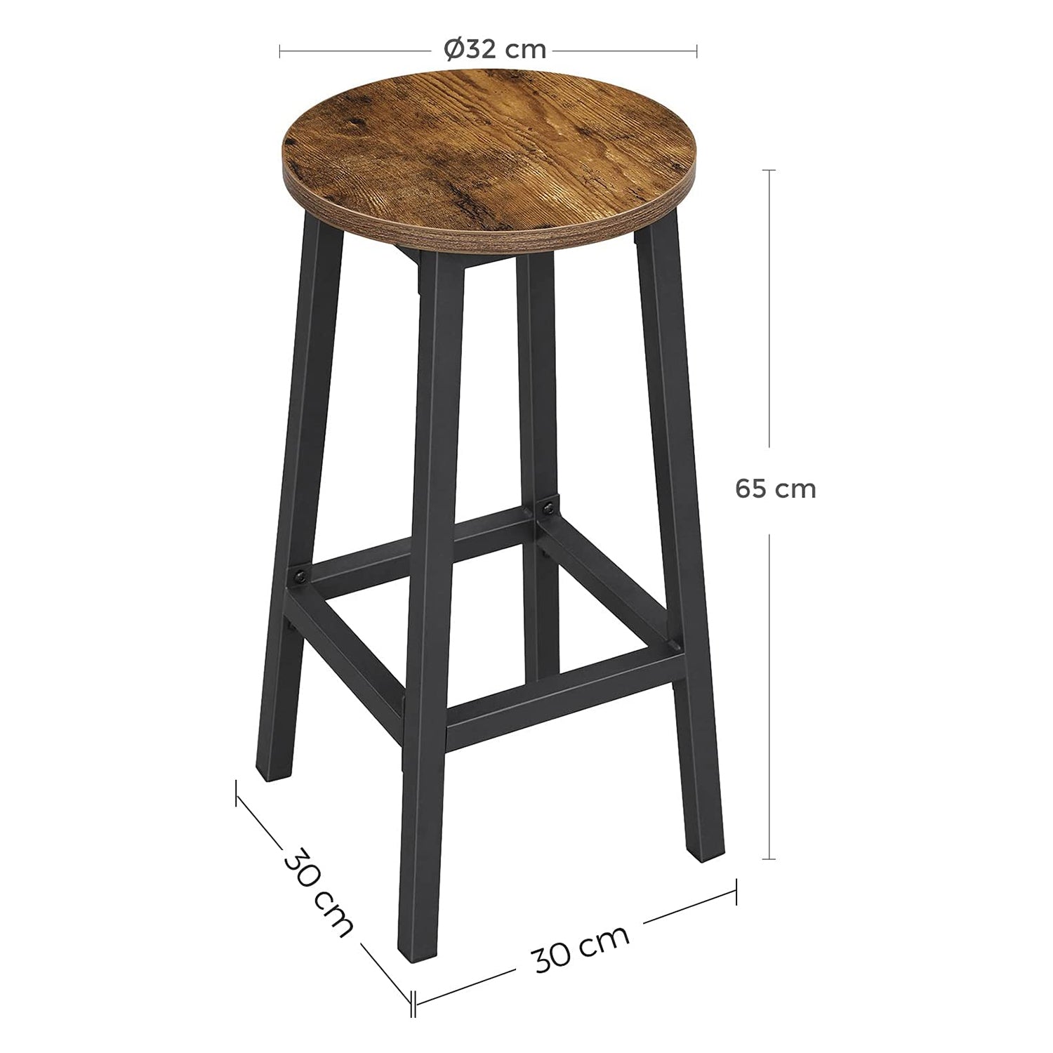 Bar stools - Set of 4 - Industrial Design - Brown / Black