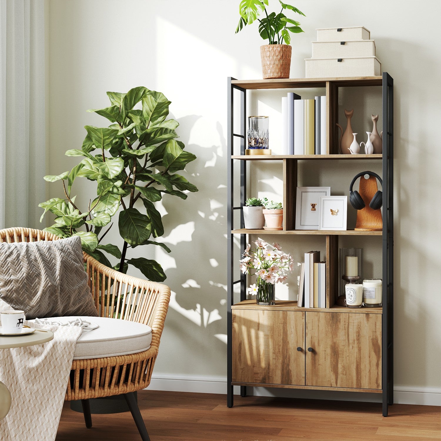 Bookcase - with 4 open shelves, Modern Design