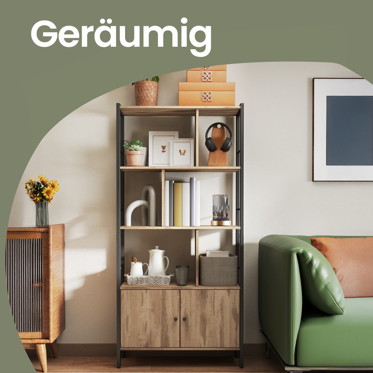 Bookcase - with 4 open shelves, Modern Design
