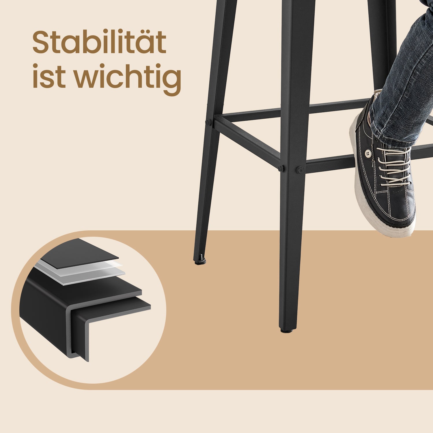 Bar stools - Set of 2 - with backrest