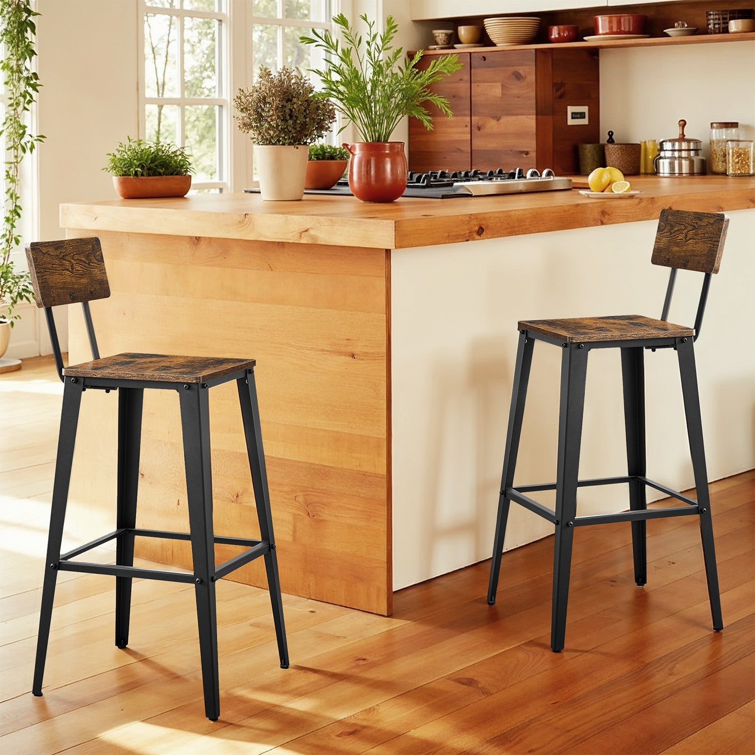 Bar stools - Set of 2 - with backrest