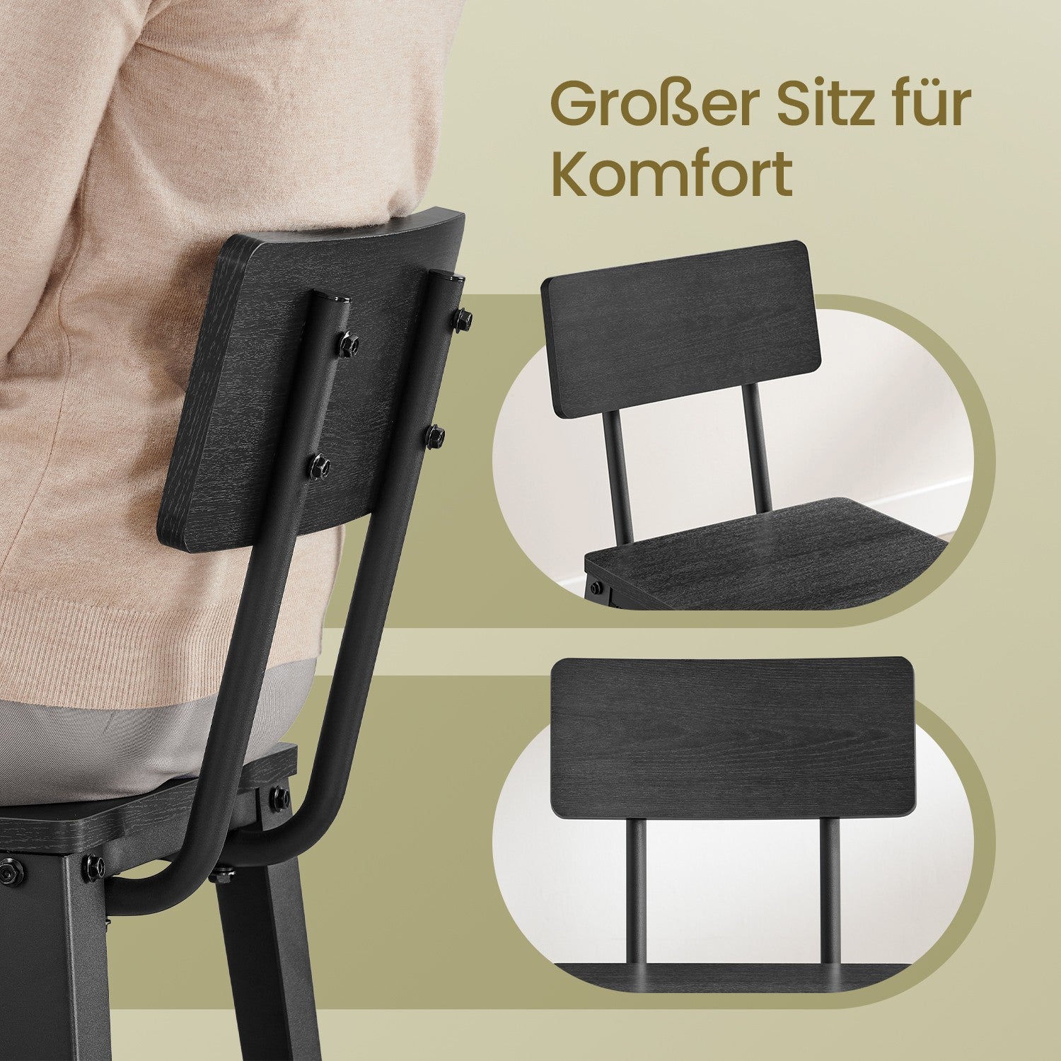 Bar stools - Set of 2 - with backrest - Esszwart - ink -black