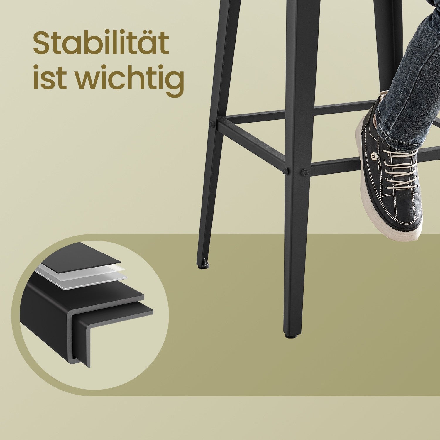 Bar stools - Set of 2 - with backrest - Esszwart - ink -black