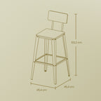 Bar stools - Set of 2 - with backrest - Esszwart - ink -black