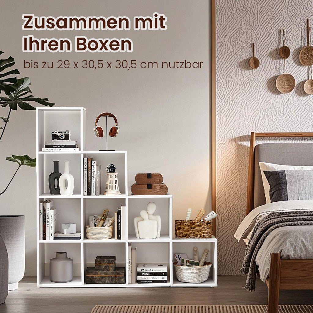 Bookcase - with 10 compartments, open shelf as a boarding board