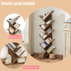 Bookcase - 9 levels in tree shape, space -saving corner board
