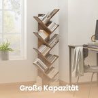 Bookcase - 9 levels in tree shape, space -saving corner board