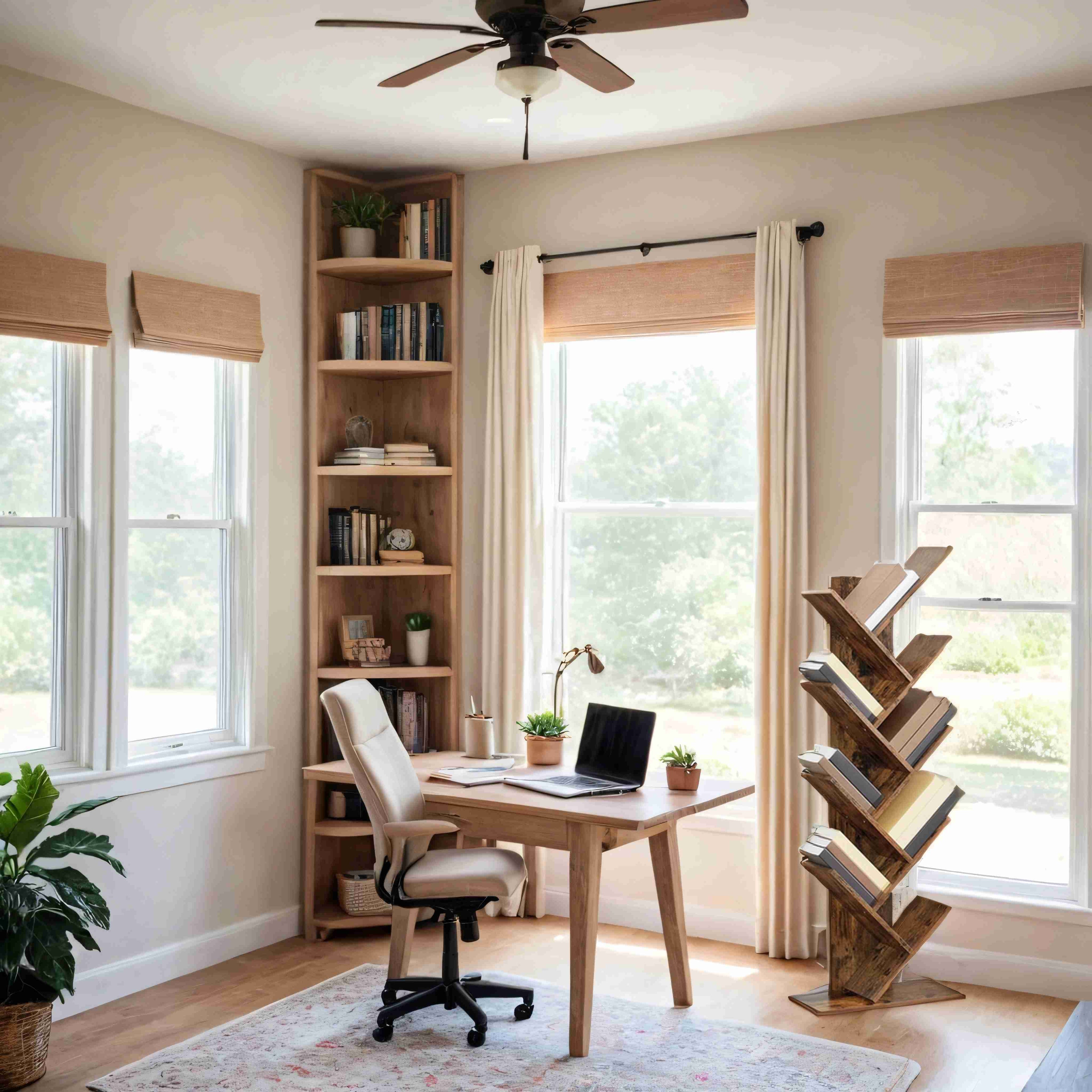 Bookcase - 9 levels in tree shape, space -saving corner board