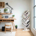 Bookcase - 9 levels in tree shape, space -saving corner board