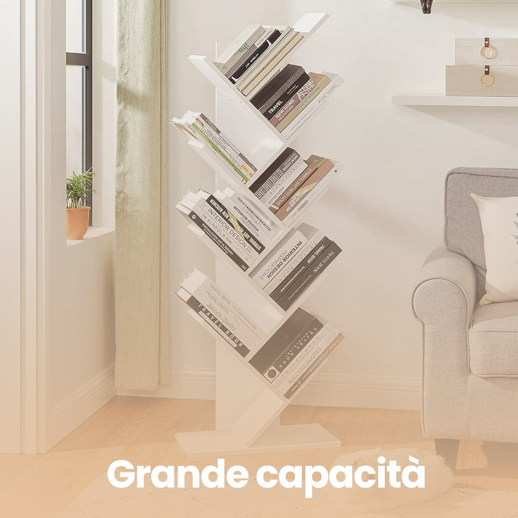 Bookcase - 9 levels in tree shape, space -saving corner board