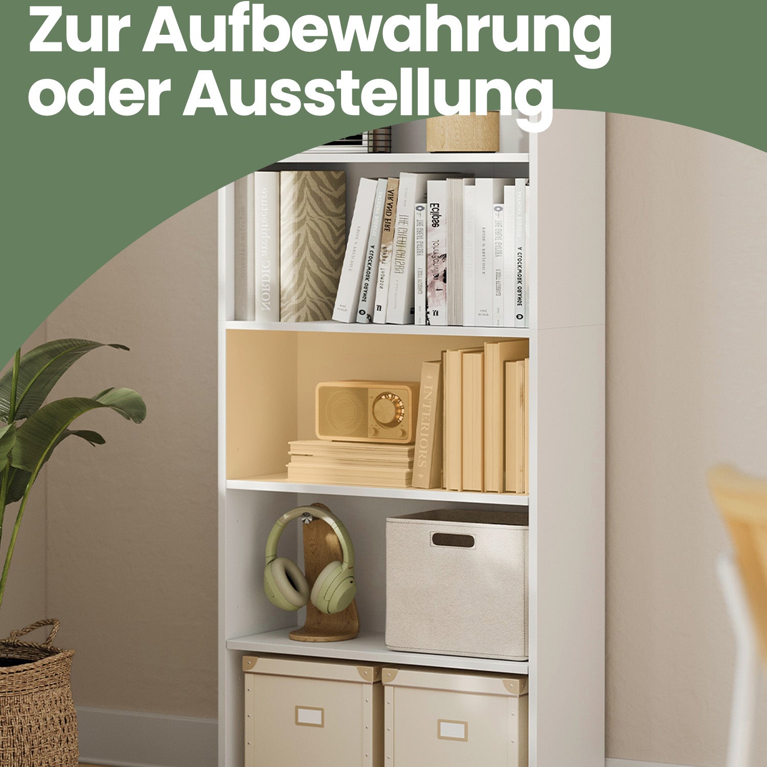 6-layer bookcase in Scandinavian style, standing shelf for living room