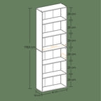 6-layer bookcase in Scandinavian style, standing shelf for living room