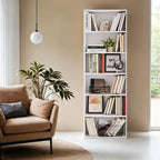 6-layer bookcase in Scandinavian style, standing shelf for living room