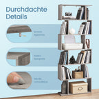 Bookcase with 6 levels, detached plank, office board for presentation