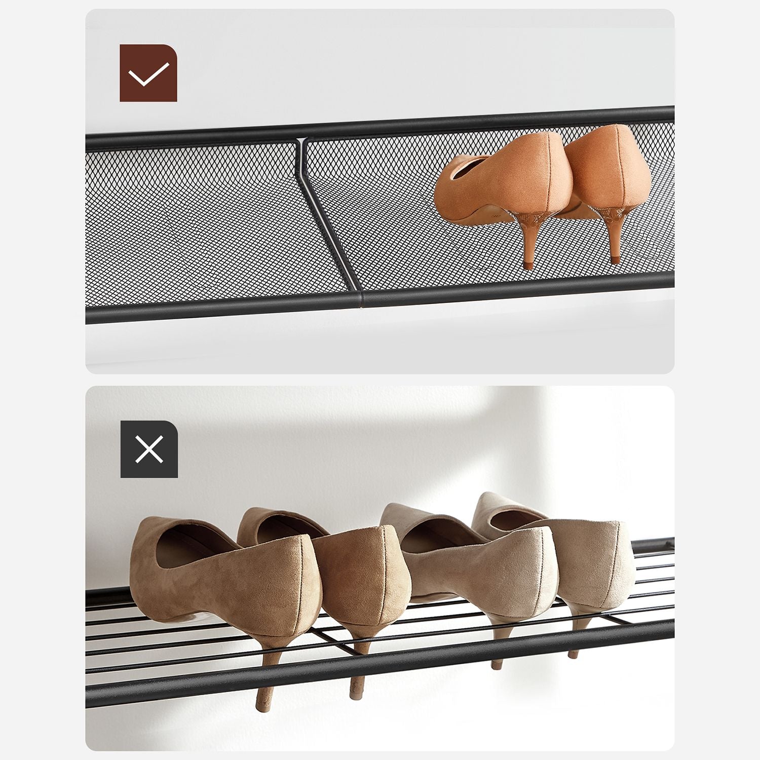 Shoe rack with 5 levels and surface for bags - Industrial - Brown / Black