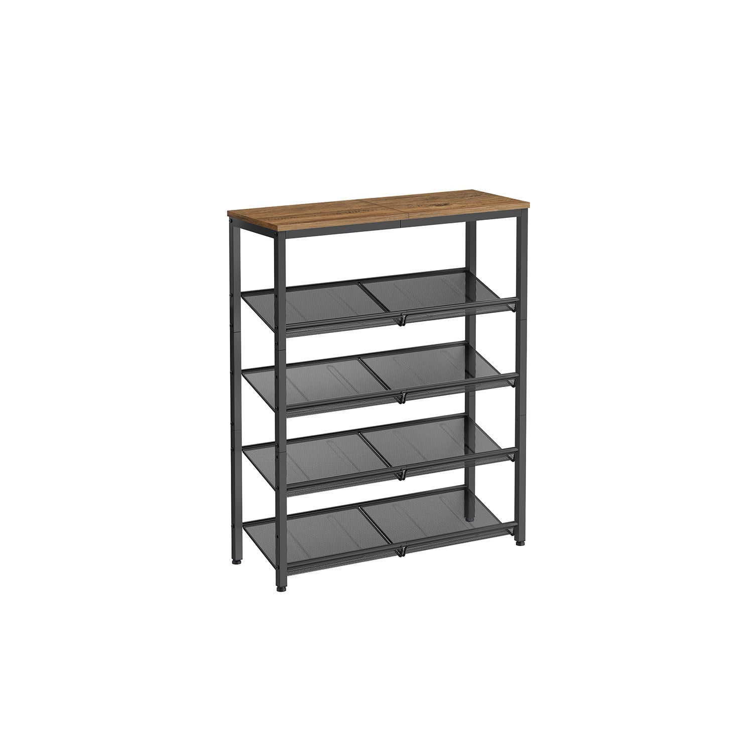 Shoe rack with 5 levels and surface for bags - Industrial - Brown / Black