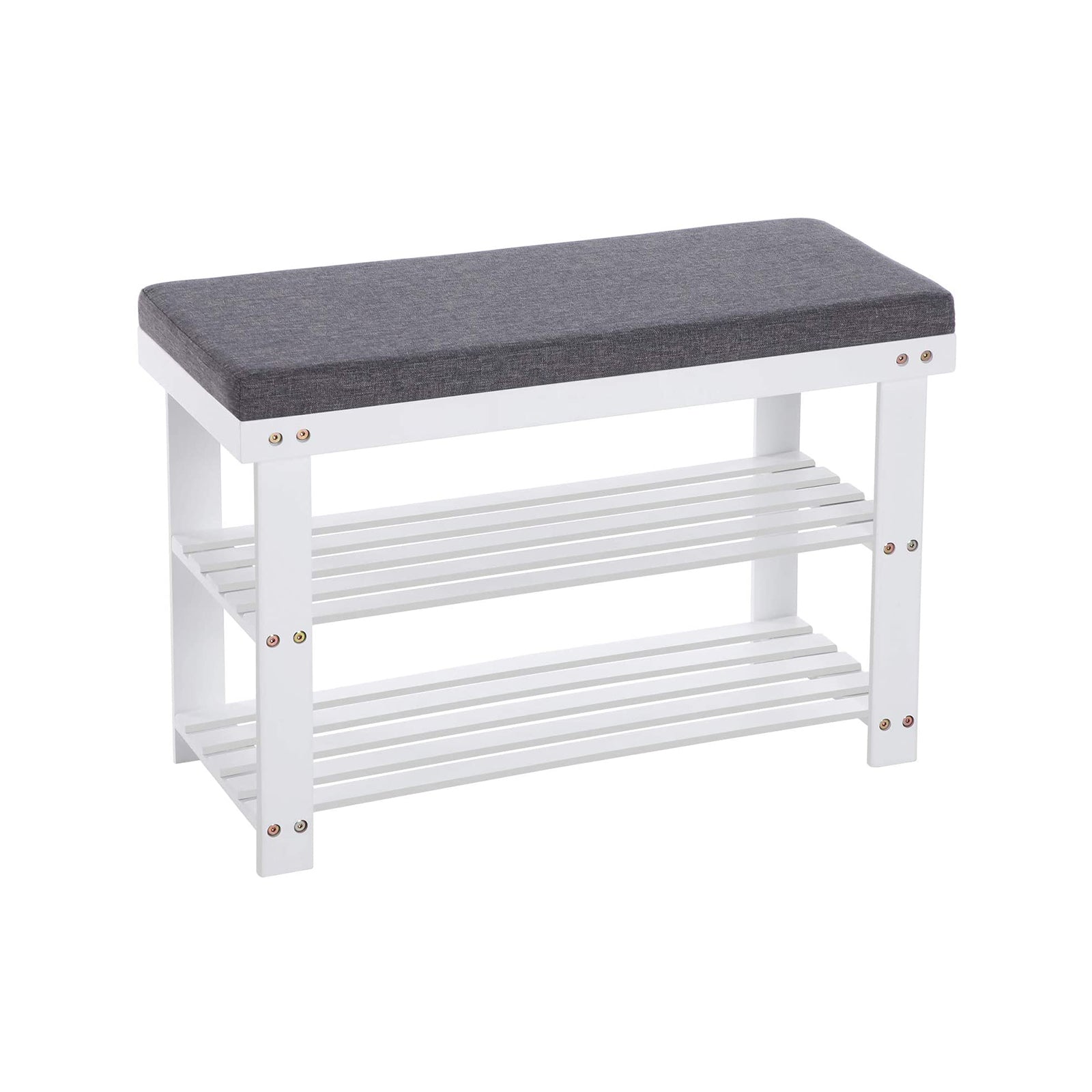 Bamboo Shoe Bank - With Seat - White Gray