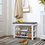 Bamboo Shoe Bank - With Seat - White Gray