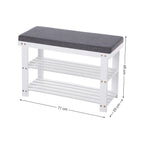 Bamboo Shoe Bank - With Seat - White Gray