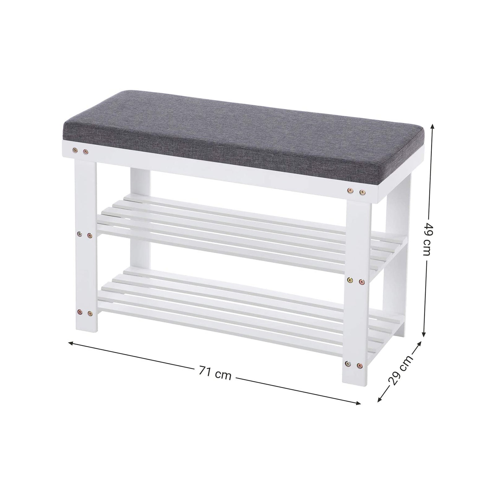 Bamboo Shoe Bank - With Seat - White Gray