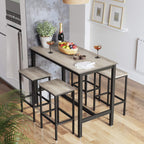 Bar table - High kitchen table with 2 bar stools - Metal frame - Gray/black