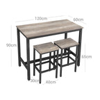 Bar table - High kitchen table with 2 bar stools - Metal frame - Gray/black