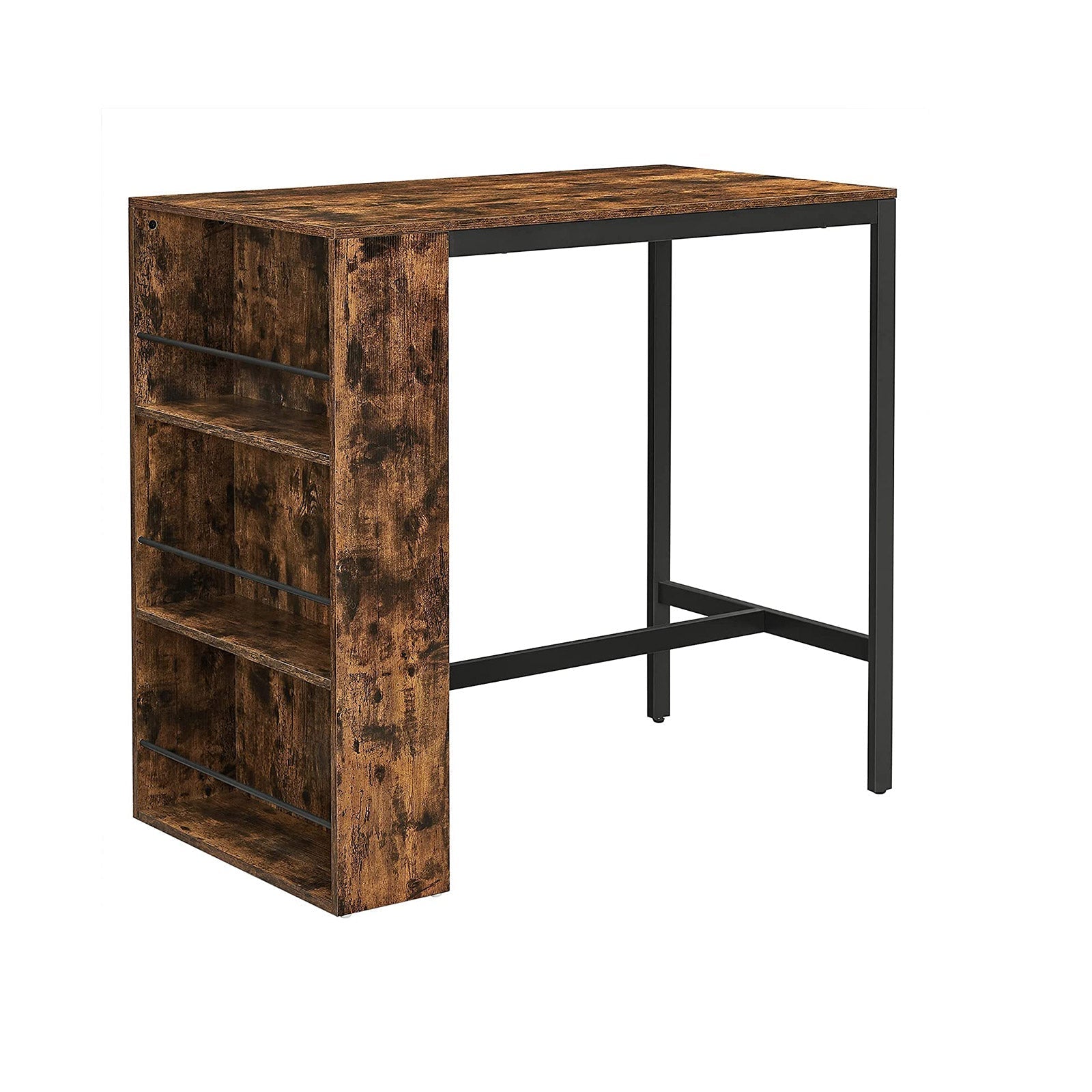 Bar table - kitchen table - dining table - with 3 open compartments - 110 x 60 x 100 cm - brown