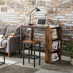 Bar table - kitchen table - dining table - with 3 open compartments - 110 x 60 x 100 cm - brown
