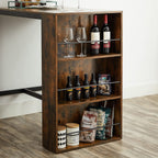Bar table - kitchen table - dining table - with 3 open compartments - 110 x 60 x 100 cm - brown