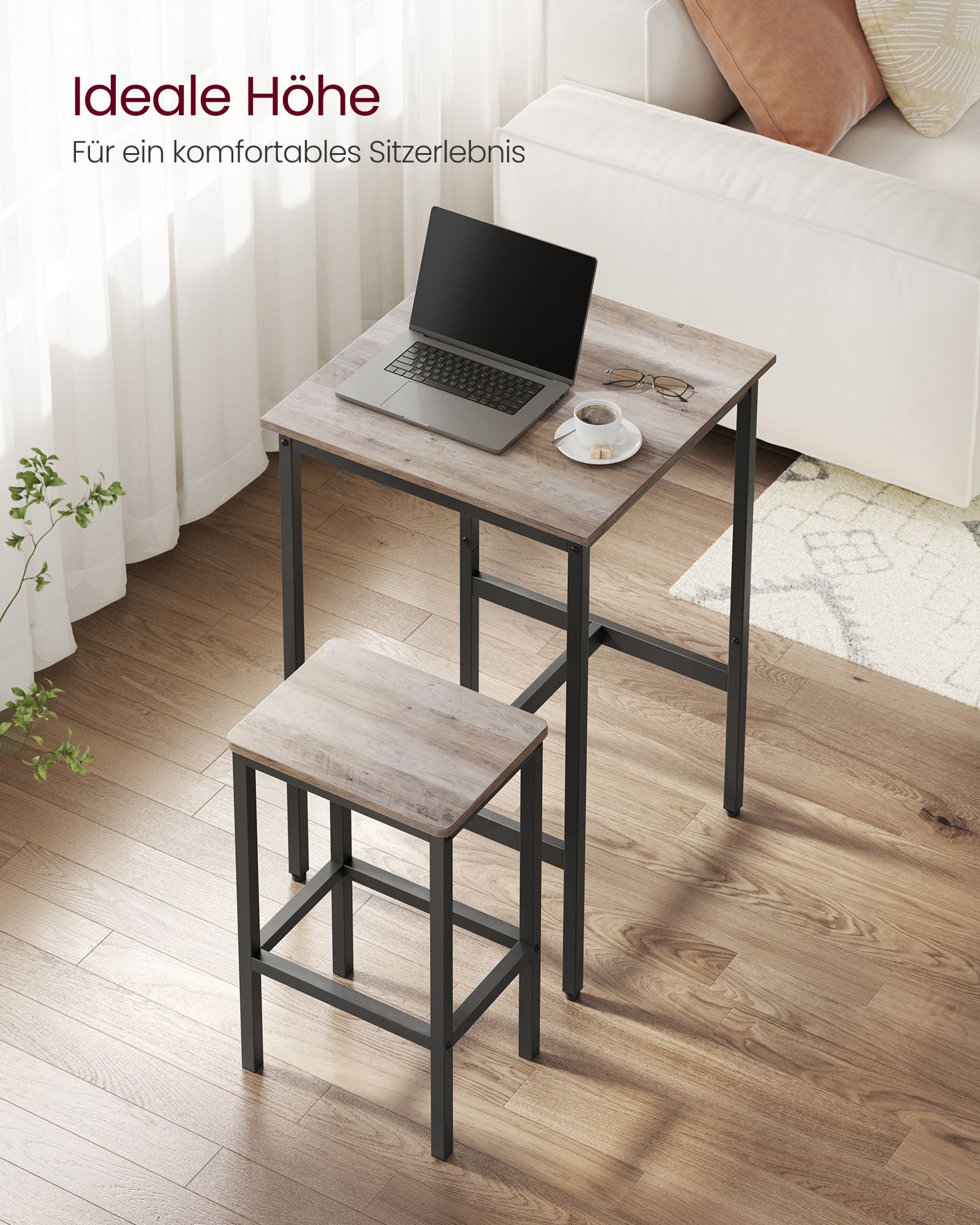 Bar table-with 2 chairs-kitchen-greige spotted-ink black