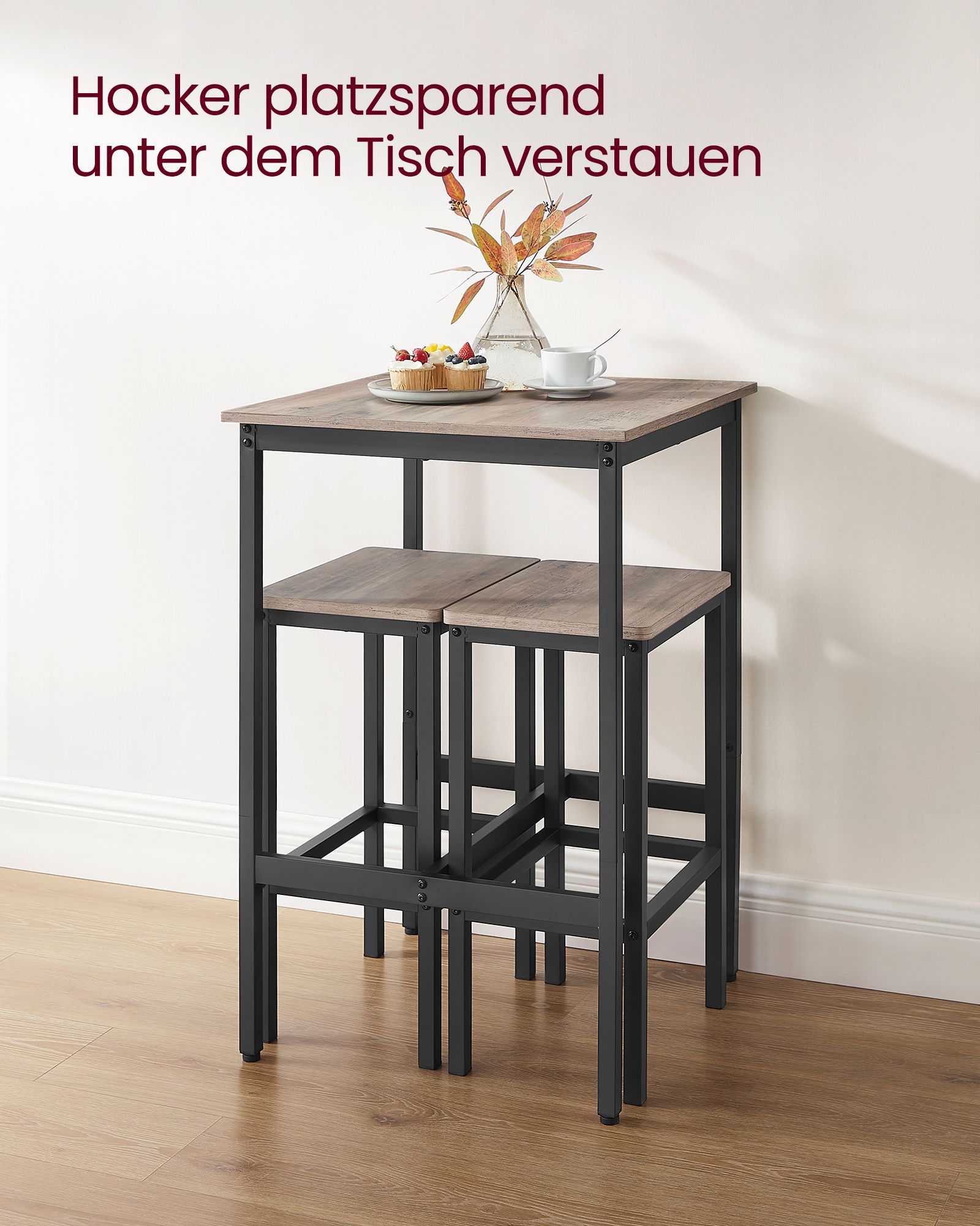 Bar table-with 2 chairs-kitchen-greige spotted-ink black