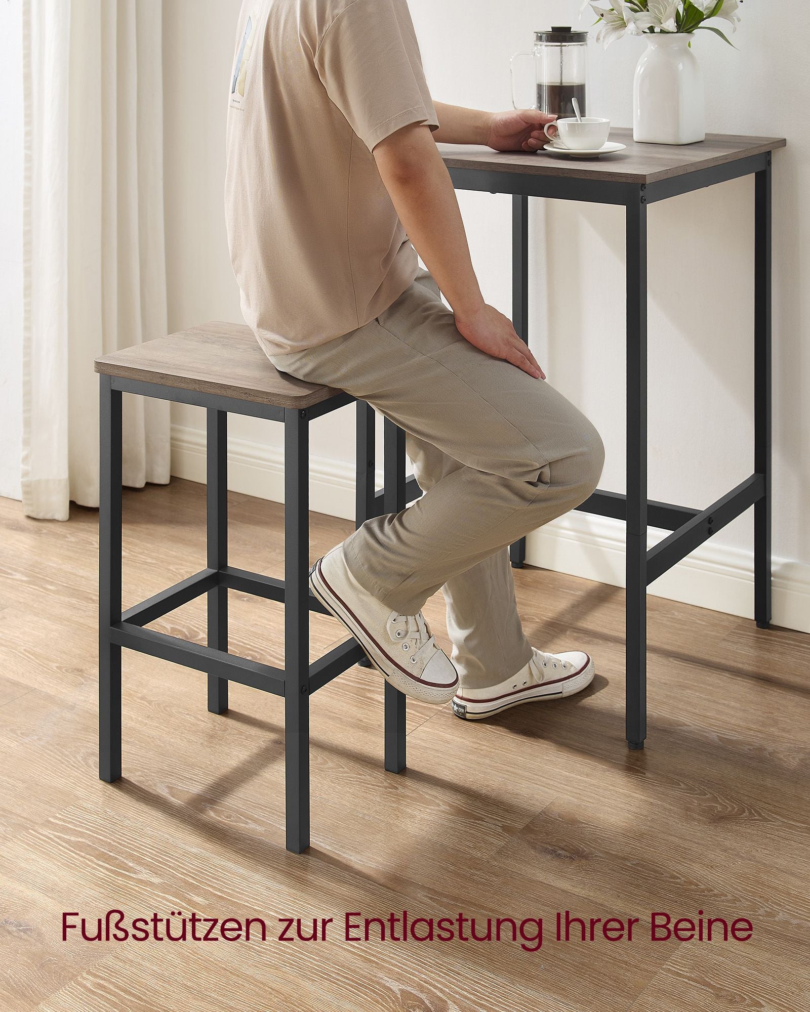 Bar table-with 2 chairs-kitchen-greige spotted-ink black