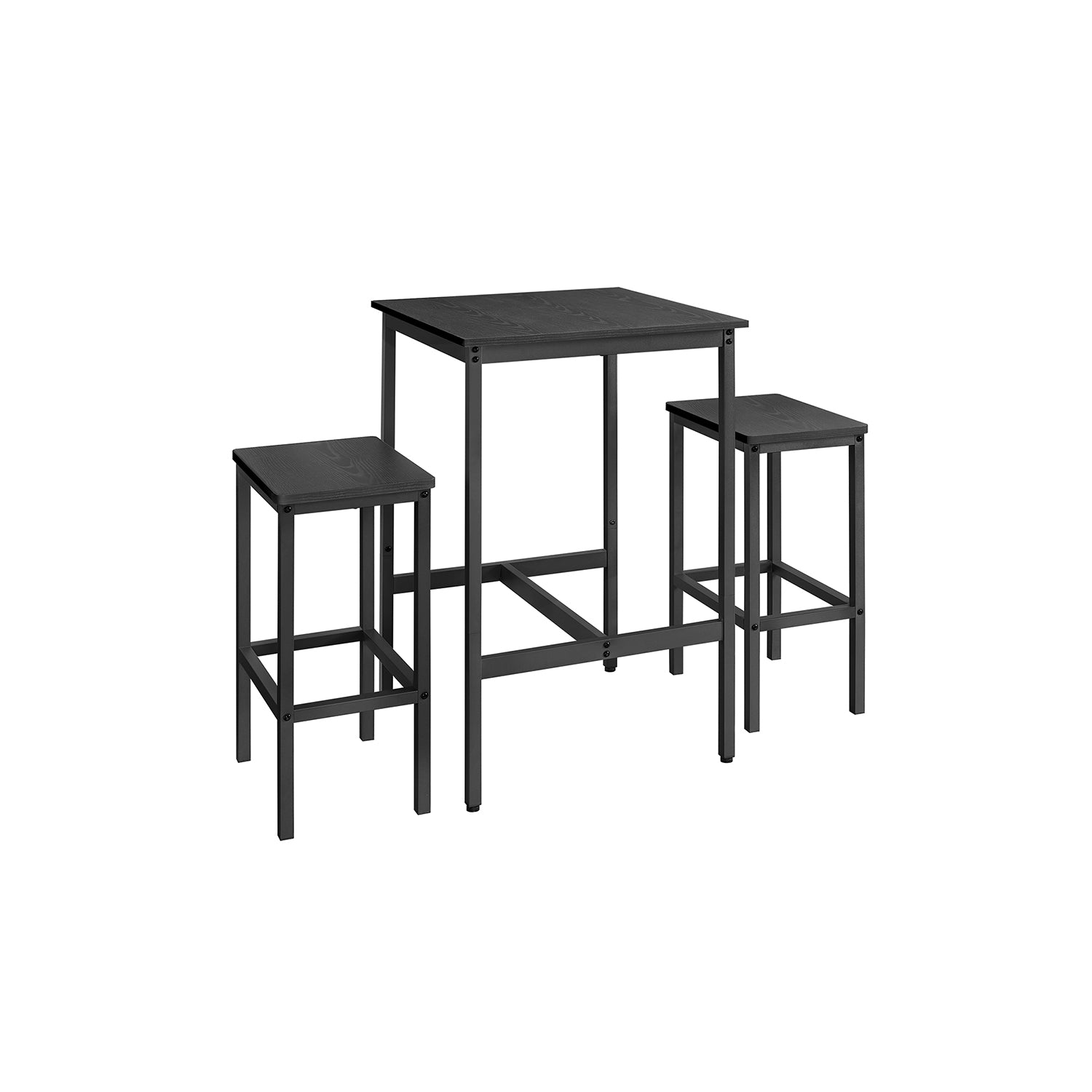 Bar table with 2 chairs-kitchen-ebony black-ink black