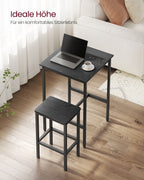 Bar table with 2 chairs-kitchen-ebony black-ink black