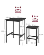 Bar table with 2 chairs-kitchen-ebony black-ink black