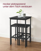 Bar table with 2 chairs-kitchen-ebony black-ink black