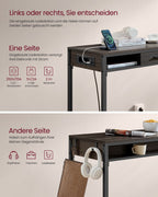 Bar table with charging station and drawer 40 x 99.8 x 104.6 cm