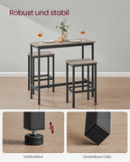 Bartafelset - with bar stools - greige spotted and ink black