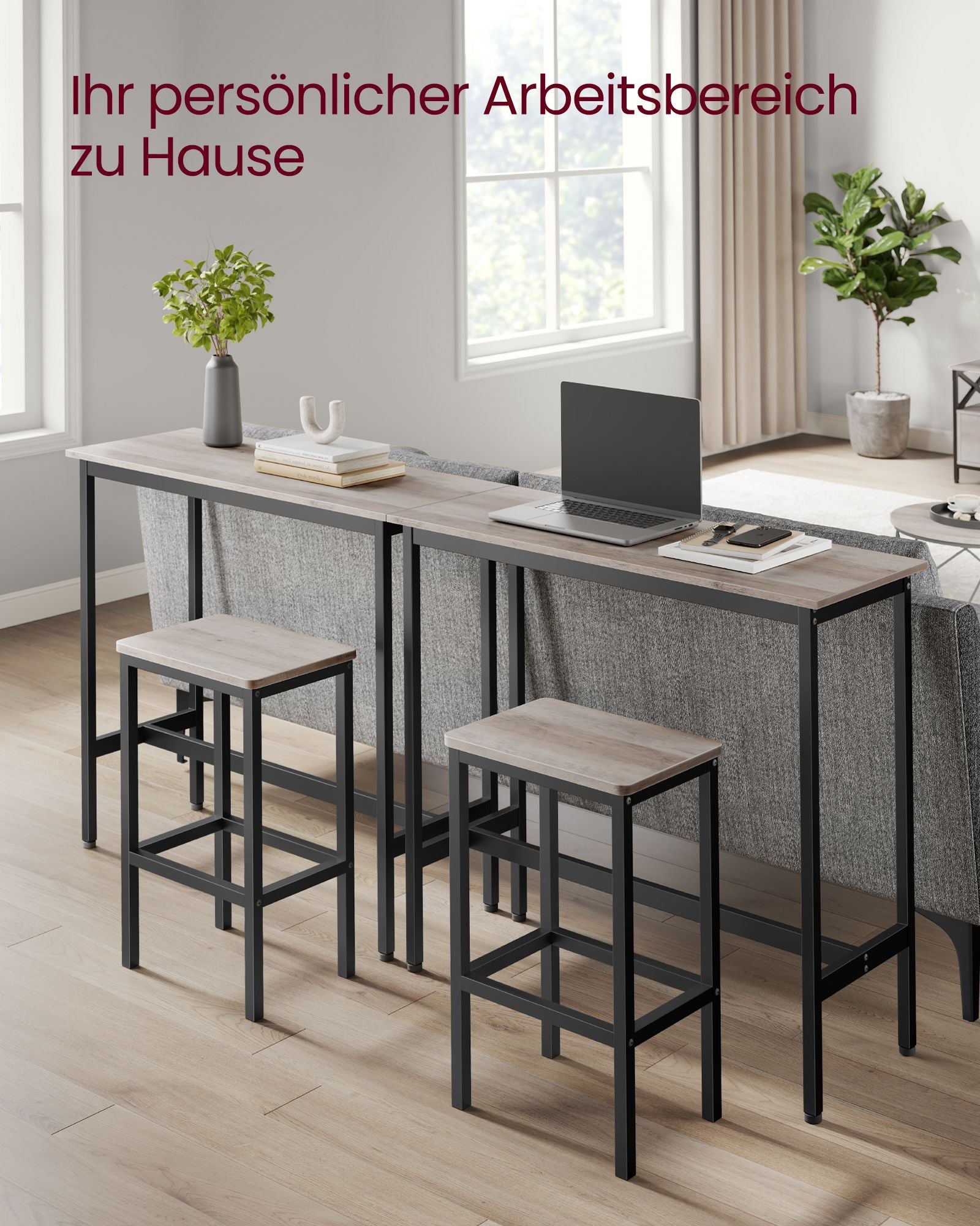 Bartafelset - with bar stools - greige spotted and ink black
