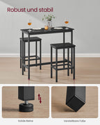 Bartafelset - with bar stools - vintage brown and ink black