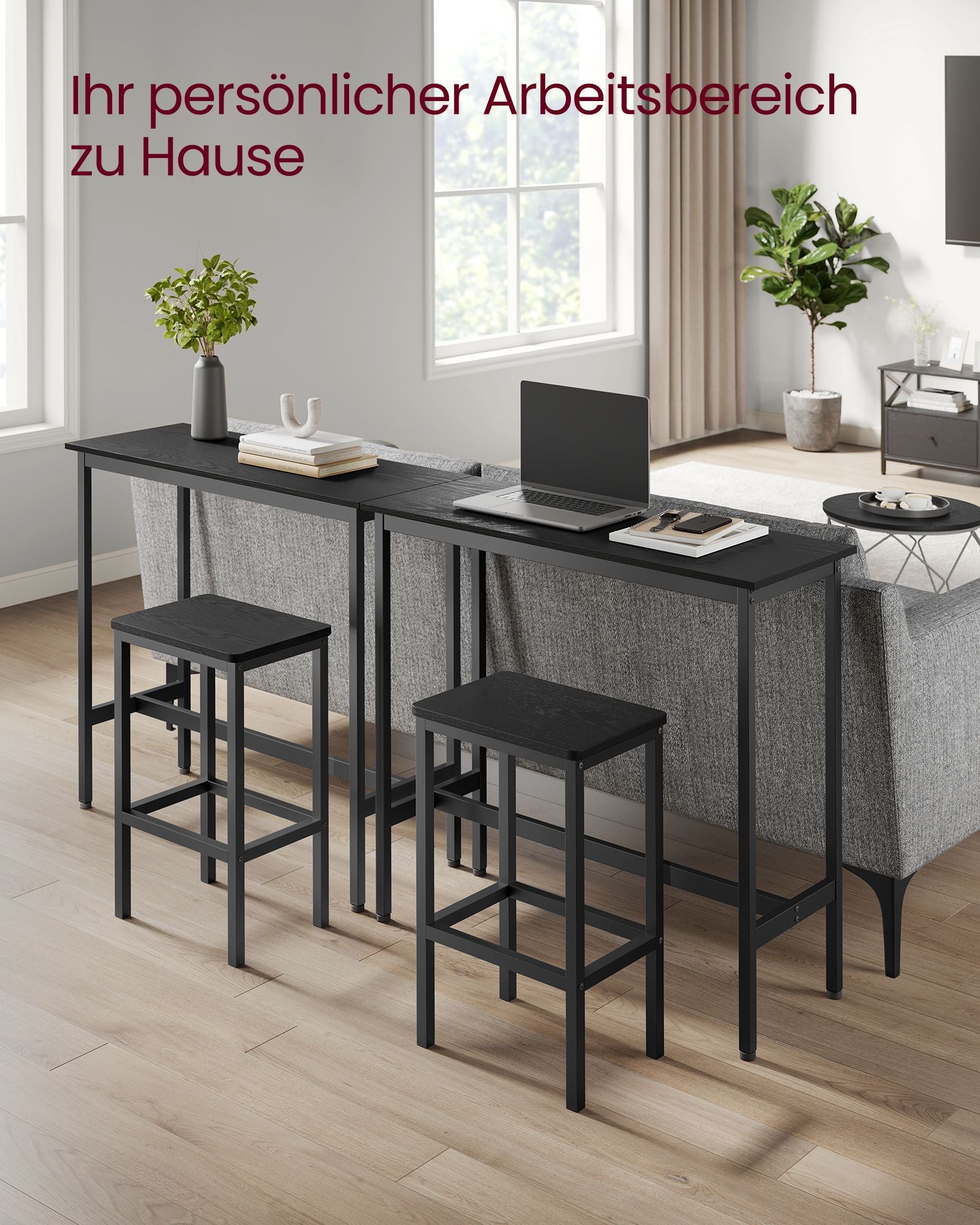 Bartafelset - with bar stools - vintage brown and ink black