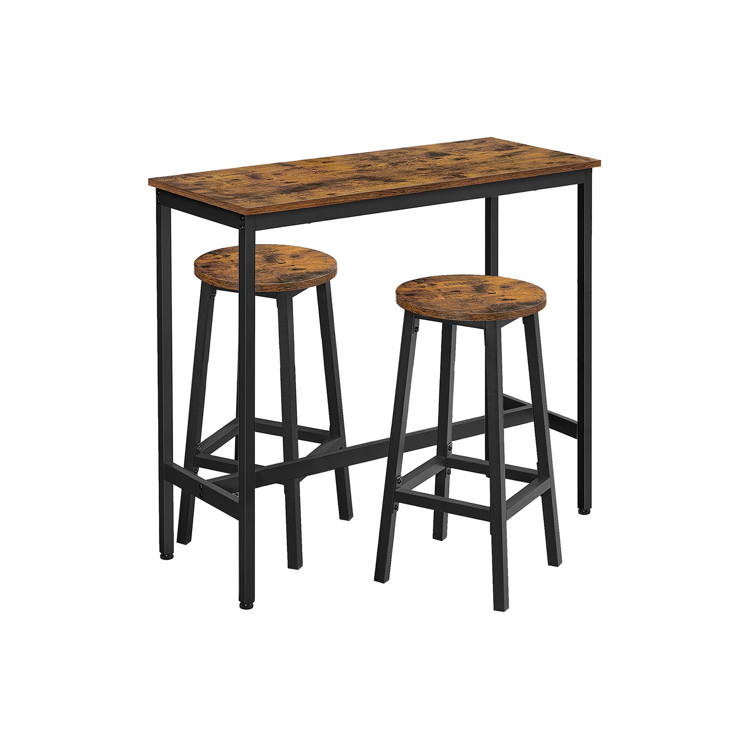 Bartafelset-with 2 bar stools-Vintage Brown-Zwart