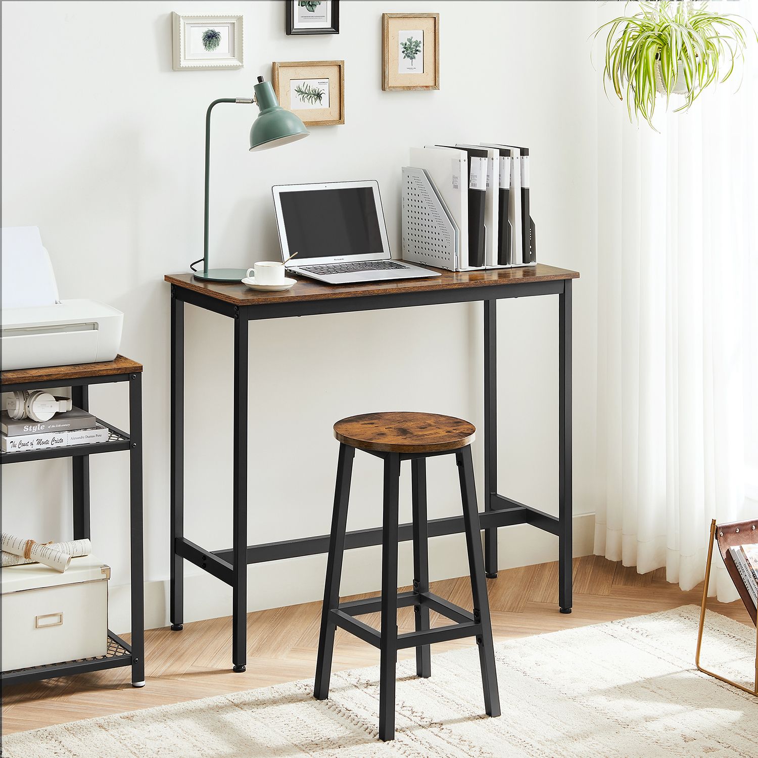 Bartafelset-with 2 bar stools-Vintage Brown-Zwart