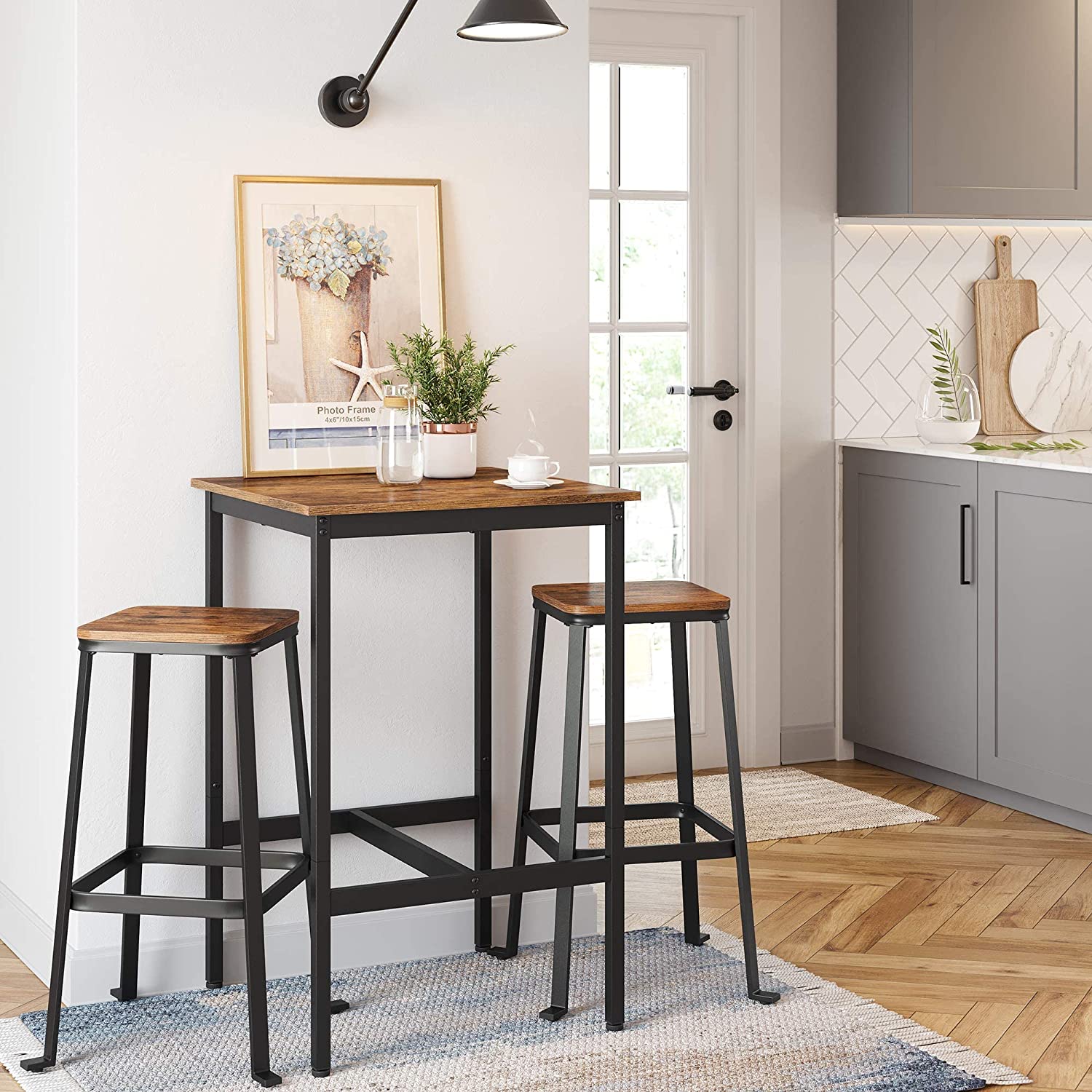 Bar table - High kitchen table - 60 x 60 x 92 cm - Steel frame