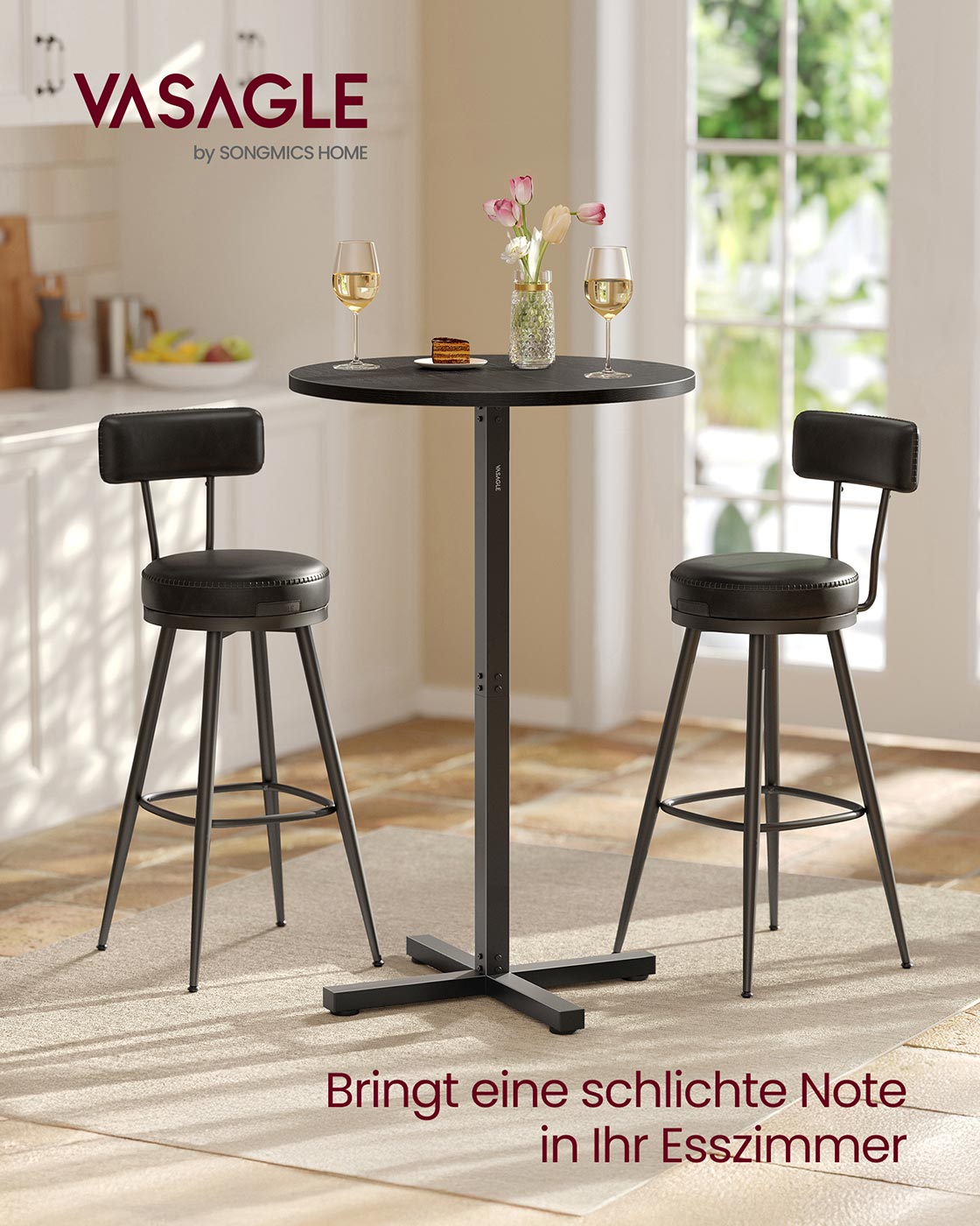 Bar table - Round - 60 x 60 x 104.5 cm - Ebony black