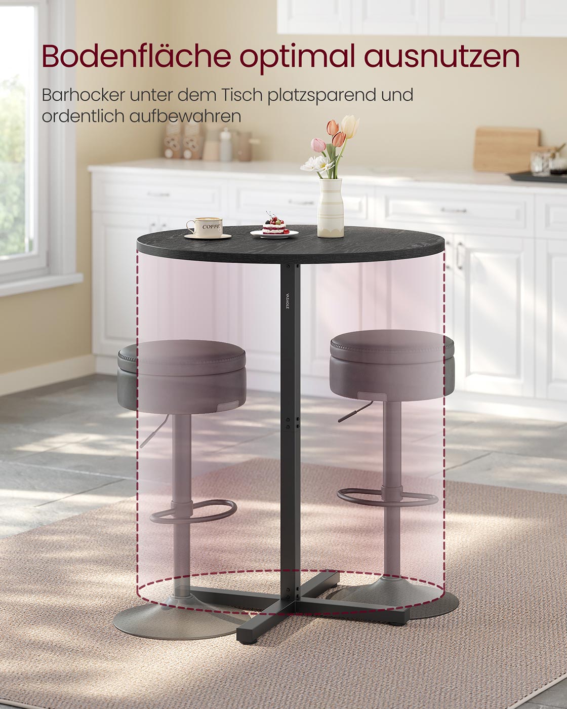 Bar table - Round - 60 x 60 x 104.5 cm - Ebony black